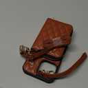 OCASE Compatible with iPhone 16 Pro Max Crossbody Wallet Case with Card Holder, PU Leather Zipper Handbag Phone Purse with RFID Blocking Kickstand Wrist Strap Lanyard 6.9 Inch, Diamond Check Brown