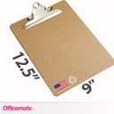 Officemate Recycled Wood Clipboard, Letter Size, 9" x 12.5" with 6" Clip, 3 Pack (83133),Brown