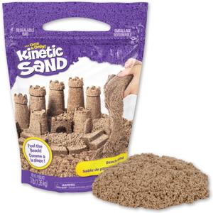 Kinetic Sand, 3lbs Beach Play Sand, Moldable Sensory Toys for Kids, Resealable Bag, for Ages 3 and up