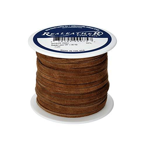 Silver Creek Leather Co Realeather SOS25-2003 Suede Leather Lace for Crafts and Jewelry Making, 0.125" x 25', Cafe, 1-Spool