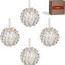 Disco Sparkle Rhinestone Ball Christmas Tree Decorations, 4 Pack Light-Catching Summer Tree Ornaments, Party & Holiday Home Dcor, Luxury Statement Gift-Ready