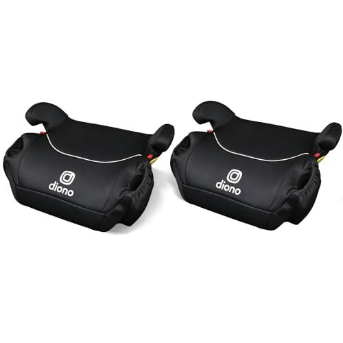 Diono Solana, No Latch, Pack of 2 Backless Booster Car Seats, Lightweight, Machine Washable Covers, Cup Holders, Black