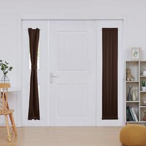 Deconovo Blackout Door Curtain – Thermal Insulated Privacy Curtain for French & Front Doors with Adjustable Tieback, Room Darkening, Energy Saving, Noise Reducing,Dark Brown, W12" x L72", 1 Panel