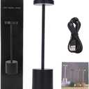 MIOBLUE Cordless LED Table Lamp,5000mAh Rechargeable Battery Powered Desk Lamp,3 Lighting Modes, Dimmable Metal Table Light for Restaurant, Outdoor, Bedroom,Coffee Bars Table,Home (Black)