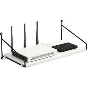 White Floating Shelves for Projector, Modem, Router, DVD Player, Cable Boxes, 7.87" Deep Wooden Wall Shelf for Bedroom, Living Room, Office, Video Room, Bathroom Shelf (1 Tier)