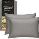 Miracle Made Luxe Soft Cooling Pillowcase, 2-Piece Silver-Infused Cotton Fabric, Cool and Breathable Case for Sensitive Skin, King/Cali King Size Covers, Stone