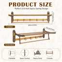 24" 2-Tier Vintage Style Brass Foldable Towel Rack with Hooks