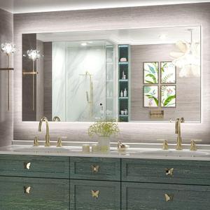 Keonjinn 48 x 24 Inch LED Bathroom Mirror with Backlit, Dimmable Vanity Mirror with Lights, High Lumen, Anti-Fog, CRI90+, UL Listed LED Driver, HD Tempered Glass