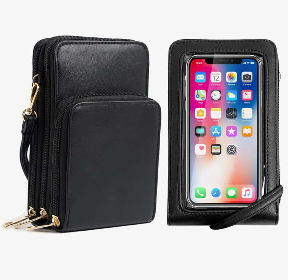 Borovilla Crossbody Cellphone Purse Women Touch Screen Bag RFID Blocking Wallet Handbag Shoulder Strap, Black