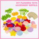 Fabric Flower Craft Accessories Kit  90 Colorful Petals, 28 Flower Cores, 28 Stems (Short & Long), 2 Arrangement Bases, 8 Bouguet Papers  Refill Parts for DIY Arts & Crafts Floral Toy Sets