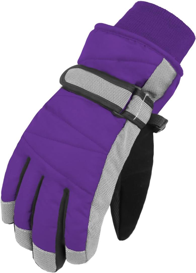 MAGARROW Kids Winter Warm Gloves Windproof Water-Resistant Snow Boys Girls Sport Gloves (Small (Fit kids 6-8 years old), Deep Purple)