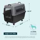 SportPet Airline Compliant X-LARGE 35.5" Travel Dog Kennel-Durable Plastic Airline Pet Carrier w/Removable Wheels & Food Bowls, Collapsible Indoor/Outdoor Dog Kennel, Dogs up to 32"L & 23"H-Dark Gray