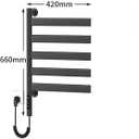 Smart Rotating Heated Towel Rack for Bathroom Black, VOKIM 5-Bar Wall-Mounted Electric Towel Warmer with Swivel Bars, Stainless Steel, IPX4