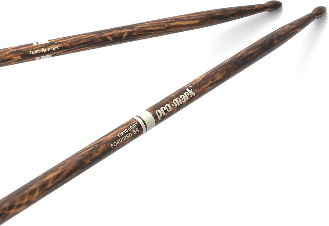 ProMark Classic Forward 5A FireGrain Drumsticks, Lacquer Finished Drum Sticks, TX5AW-FG, Oval Wood Tip, Hickory - 1 Pair