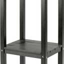 Bar Height Outdoor Side Table with Shelf - All-Weather HDPE End Table with Realistic Wood Grain, 36" Height for Patio & Deck (Gray), Square-36in