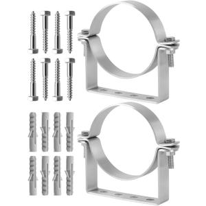 4 Inch Rigid Split Ring Pipe Hanger, Heavy Duty B-Type Steel Vent Pipe Support with Wall Standoff, Rust-Resistant Chimney & Duct Hanger for 4.254.5 in OD Pipes, 2 Pack
