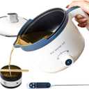 KQU Wax Melting Pot with Thermometer, Electric Wax Melter for Candle Making with Spout, Small Double Boiler Pot Set for Beginner Adults