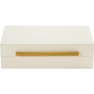 Generic Pearl White Small Decorative Box with Gold handle, PU Leather exquisite Box for Keepsake Memory Box, Storage Box with Lid for Modern Home, Jewelry Organizer(Pearl White-Gold, 1pack)