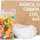 AGBOLO Small Plastic Bags, 1200ct 4"x6" Premium Small Zip Baggies Resealable, 2 Mil(2 Layer) Ultra Strong & Durable Mini Zipper Bags for Jewelry and Business - Clear