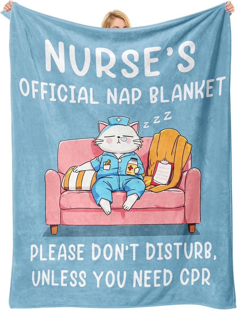 Nurse Gifts Blanket, Nurse Gifts for Women Men Funny, Nurses Practitioner Gift for Women, Labor and Delivery Nurses Gift Ideal for Nurses Week Birthday Present, Fleece Throw Blanket 60x50