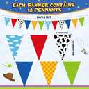 Pasimy 5 Pcs Cartoon Birthday Party Decorations Blue Sky White Clouds and Cow Print Pennant Banners Flags Red Blue Yellow String Triangle Flag Banner for Baby Shower Birthday Party Decorations