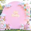 Baby Pink Round Backdrop Cover 7.2FT Circle Arch Backdrop Cover Baby Shower Birthday Party Balloon Wedding Photo Background Pink Circle Round Arch Cover Fabric Spandex