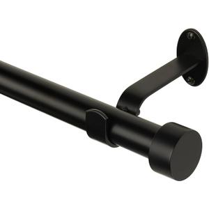 Elrene Home Fashions Serena Single Curtain Rod for Curtains and Drapery with Contemporary Cap Finials, 1-Inch Diameter, 86" - 120" Adjustable Rod, Antique Black