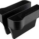 Car Seat Gap Filler Organizer 2 Pack, Multifunctional Auto Console Side Storage Box with Cup Holders & Phone Holder, Premium PU Leather Car Front Seat Organizer for Drinks, Sunglasses, Keys