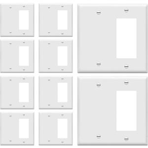 ENERLITES Combination Blank Device / Decorator Switch Wall Plate, Size 2-Gang 4.50" x 4.57", Polycarbonate Thermoplastic, 880131-W-10PCS, White (10 Pack)