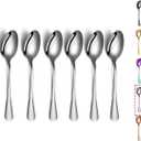 Teaspoons, Kyraton 6 Pieces 6.7" Stainless Steel Teaspoons, Dessert Spoon,Golden Teaspoon,Spoon Silverware Pack of 6