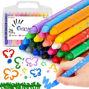 2 x Crayons for Toddlers Washable, 24 Colors Non Toxic Jumbo Gel Crayons for Toddlers 1-3 and Kids ages 4-8, Adult Coloring journaling, Silky Smooth Art Supplies for Preschool, Ideal Gift for Girls