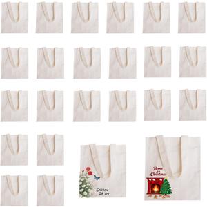 24 Pcs Small Kids Canvas Tote Bags - 8x8.7 Inch Mini Craft Bags, Bulk Sublimation Blanks for DIY Painting, Perfect for Children's Art Classes, Party Favors & Wedding Gifts