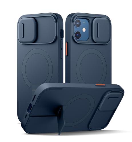 SURITCH for iPhone 12/12 Pro Case with Magnetic Camera Slide Cover and Adjustable Kickstand, Compatible with MagSafe, Shockproof Bumper Case Slim Protective Cover for iPhone 12/12 Pro 6.1 Inch, Blue