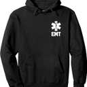 EMT Paramedic EMS Emergency Medical Technician Medic Pullover Hoodie (Small, Black)
