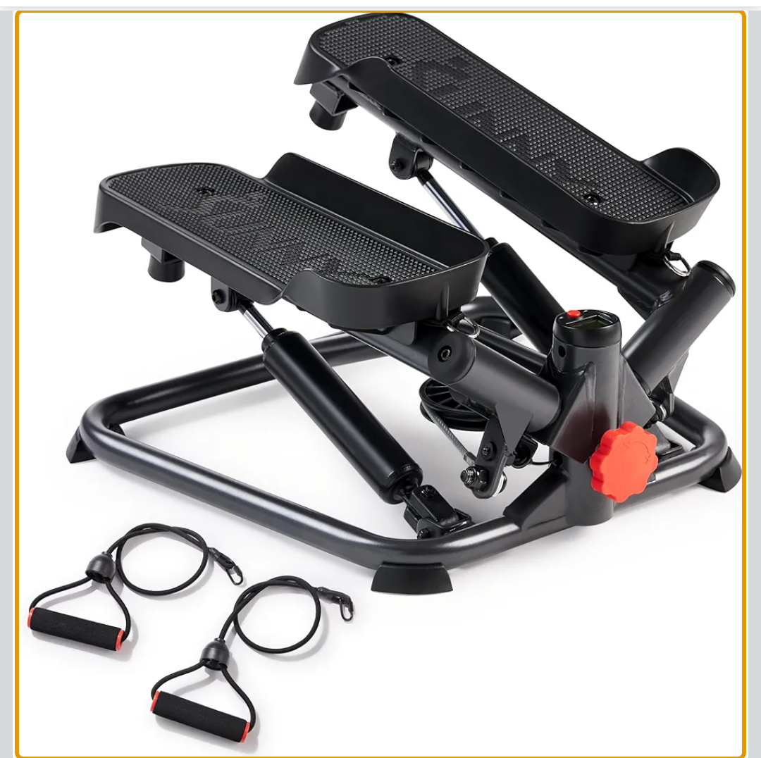 Sunny Health & Fitness Mini Steppers for Exercise at Home, Stair Step Workout Machine, Full Body Cardio Equipment, with Optional Free SunnyFit App Connection and Resistance Band