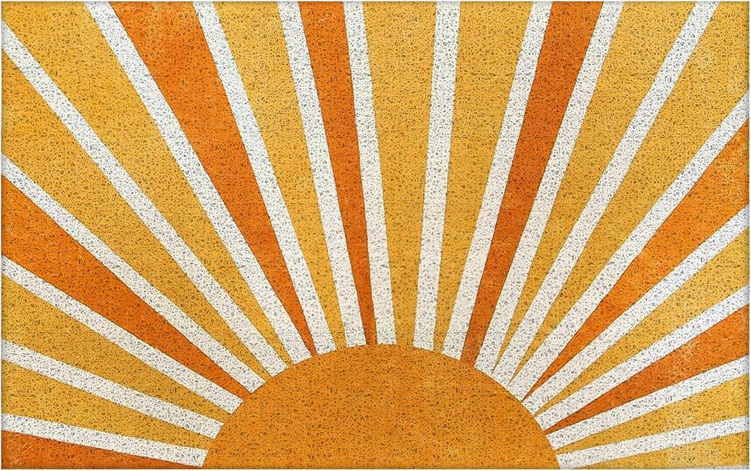 Boho Door Mats Doormat Outdoor Indoor Entrance - Retro Sun Front Door Mat, Boho Welcome Mat, Indoor Door Mats for Entryway, 17x30 (Orange)