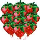 NOVWANG Strawberry Balloons, 18pcs Cute Sweet Strawberry Foil Balloons Party Decorations for Birthday Wedding Baby Shower Party Decorations Supplies