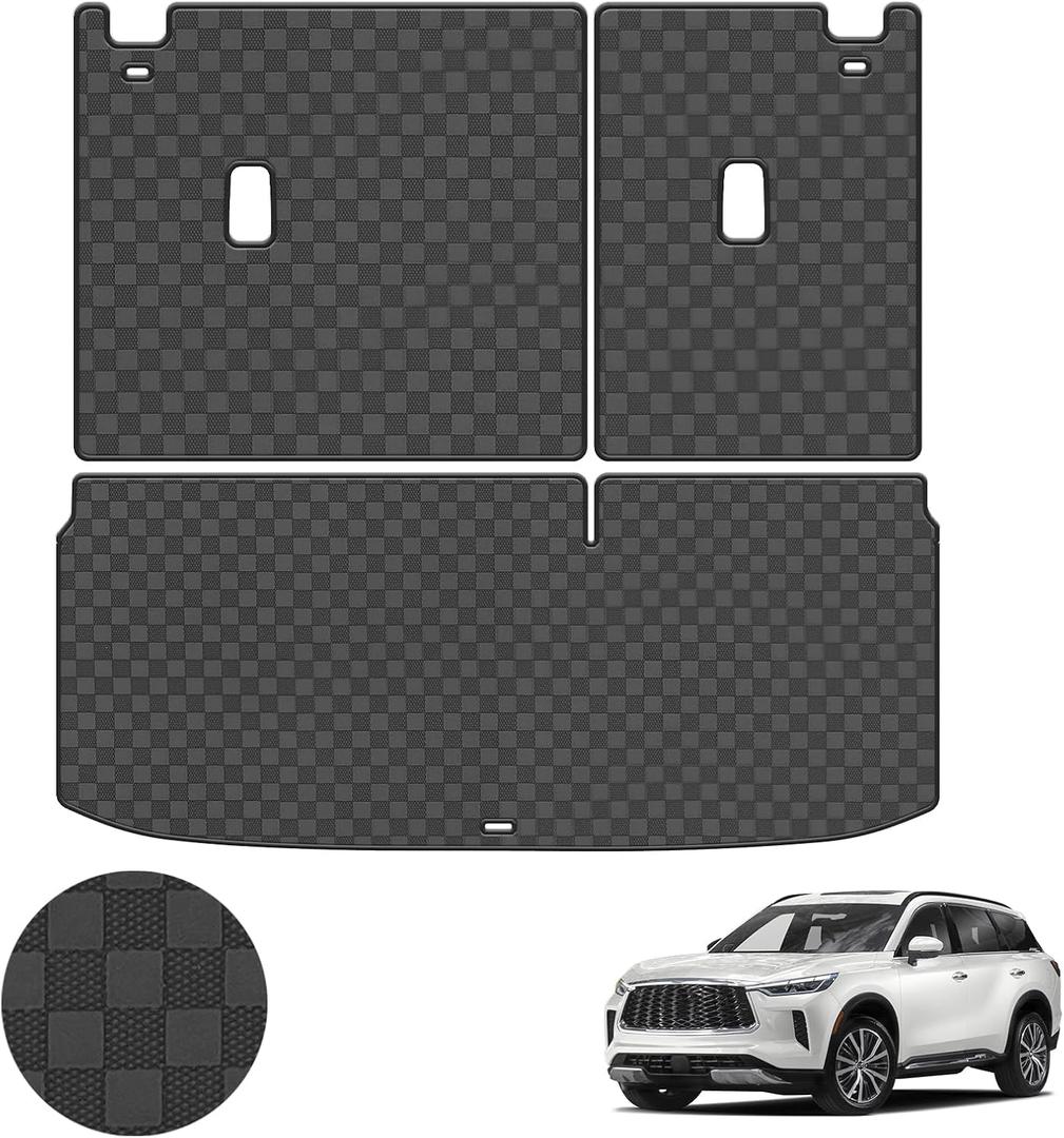 Trunk Liner & Backrest Mat Compatible with 2019-2024 2025 Cadillac XT4- Custom Fit PU Leather Cargo Liner and Backrest Protector- All Weather Waterproof Anti-Slip Easy to Clean Cargo Mats, Infiniti QX60 Cargo Backrest Mat-A