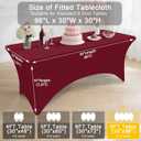 Smiry 2 Pack Spandex Table Cloth 8FT, Elastic Fitted Stretch Tablecloths, Washable and Wrinkle Free Rectangular Patio Table Cover for Outdoor, Wedding, Banquet & Parties (Wine Red, 96Lx30Wx30H Inch)
