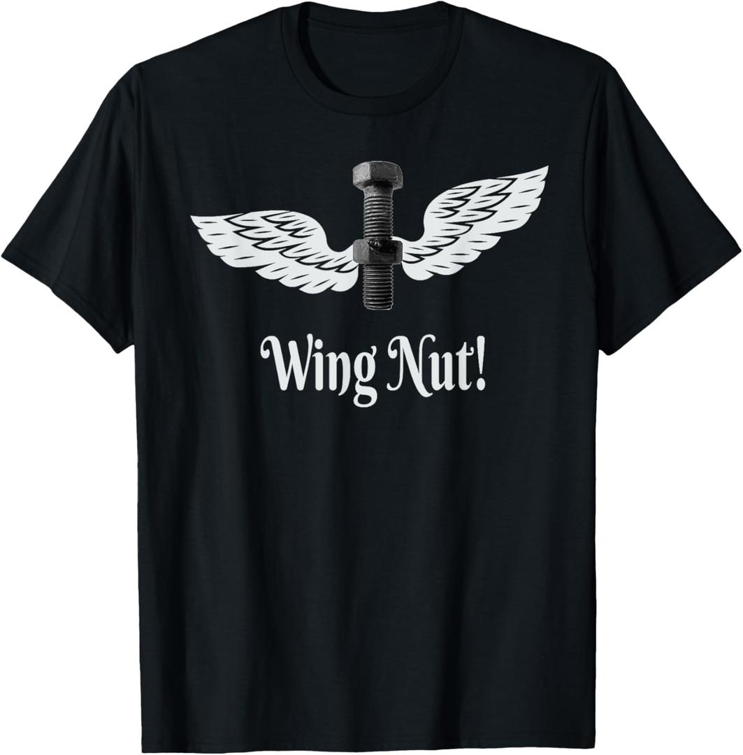 WING NUT - NUT WITH WINGS BOLT T-Shirt (Small, Black)