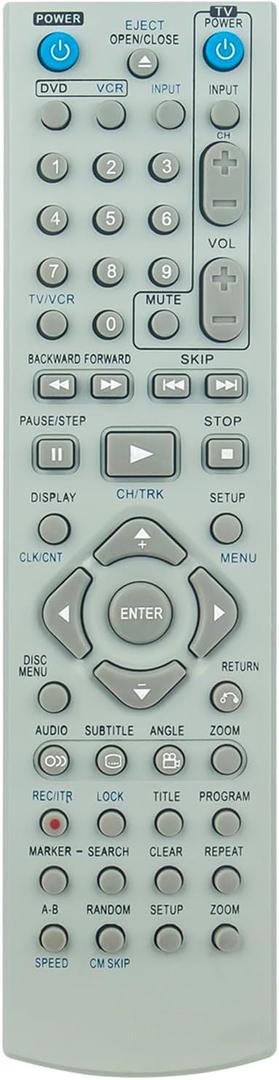 6711R1P072D New Replacement Remote Control fit for Zenith DVD/VCR Combo XBV441VCR XBV442DVD XBV442CP XBV443DVD XBV441 XBV442 XBV443 XBV443CP ZDX313 ZDX313DVD ZNV400