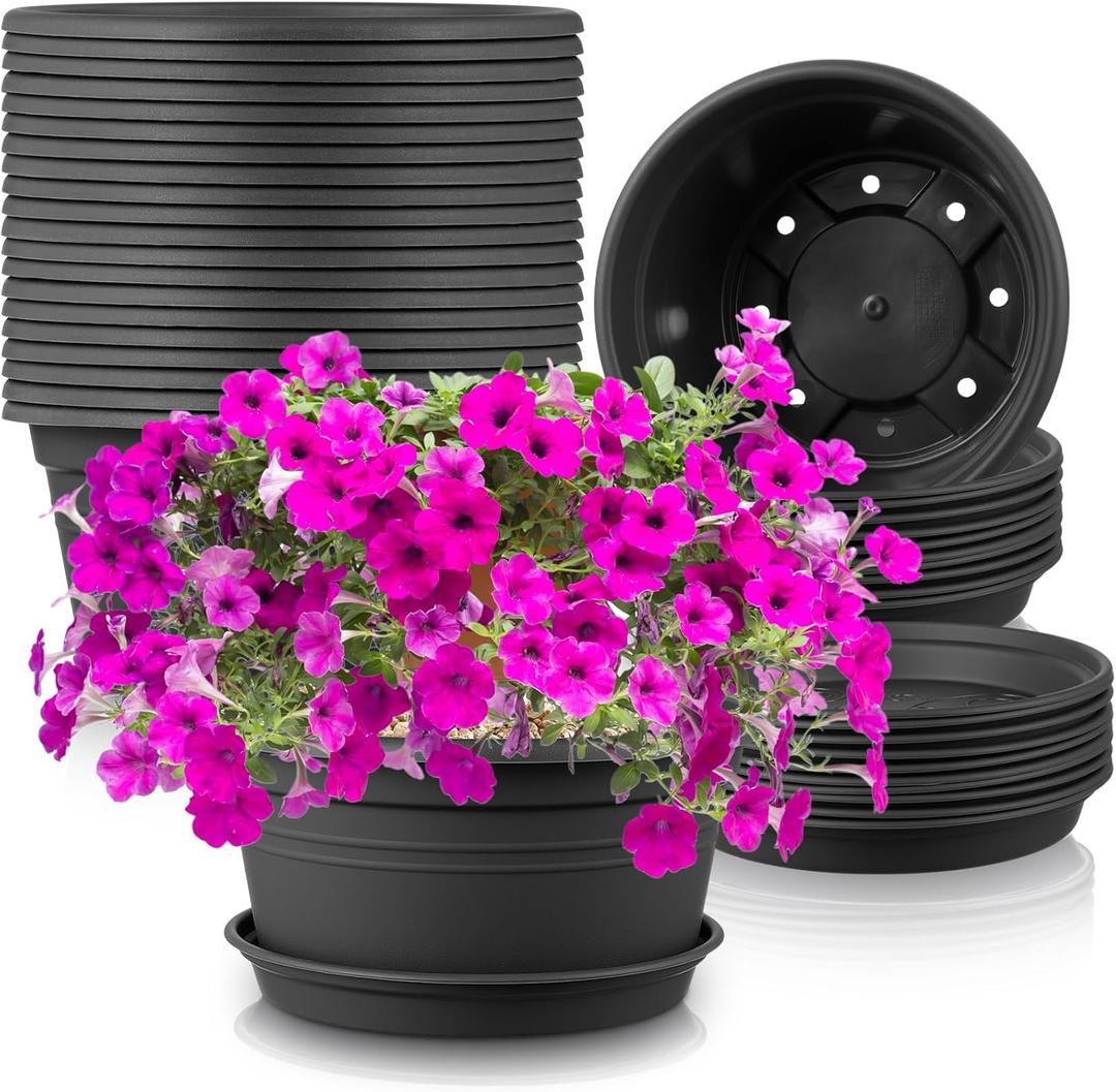 10 Inch 20 Pack Round Plastic Plant Pots Seedlings Nursery Pots Plastic Plant Flowerpot with Drainage Holes and Saucer Decor Garden Indoor Planters for Plants Home Garden Outdoor Planters