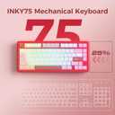 MK INKY75 Mechanical Keyboard with Full Aluminum Wireless Mechanical Gaming Keyboard, 75% Layout Mechanical KeyBoard BT/2.4G/USB-C,Hot Swappable, Creamy Sounding, RGB/PP/4000mAh(Very Raspberry)
