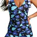 Halcurt Women's 2 Piece Swimsuits Tankini Sets with Shorts Pocket (XL)
