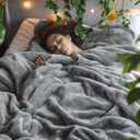 Bedsure GentleSoft Fleece Bed Blankets Queen Size Grey - Soft Warm Spring Blanket Lightweight Cozy Anti-Static Microfiber, Room Home Decor Gifts for Women and Men, 90x90 inches