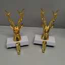 Christmas Stocking Holders for Mantle 3D Reindeer Stocking Hangers Hooks Mantel Garland Clips Metal Grips for Xmas Fireplace Decorations (Set of 2, Gold)