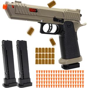 Automatic Shell Ejecting Toy Fidget Gun, 2 Modes Shooting & Fidget with 2 Magazines, 18 Shells, 100 Foam Bullets, 26-32FT Range, Gifts for Christmas Halloween Birthday