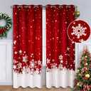 CAROMIO Christmas Curtains for Living Room 2 Panel Sets, Red Velvet Window Curtains 84 Inches Long, Floral Snowflake Decoration Curtain, Thermal Insulated Room Darkening Curtain, 52 x 84 Inches