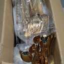 WELLIFE 300 PCS Gold Dinnerware Set for 50 Guests, Gold and White Disposable Plastic Plates for Party, 50 Dinner & Salad Plates, 50 Cups Forks Knives Spoons for Wedding and Party Supplies