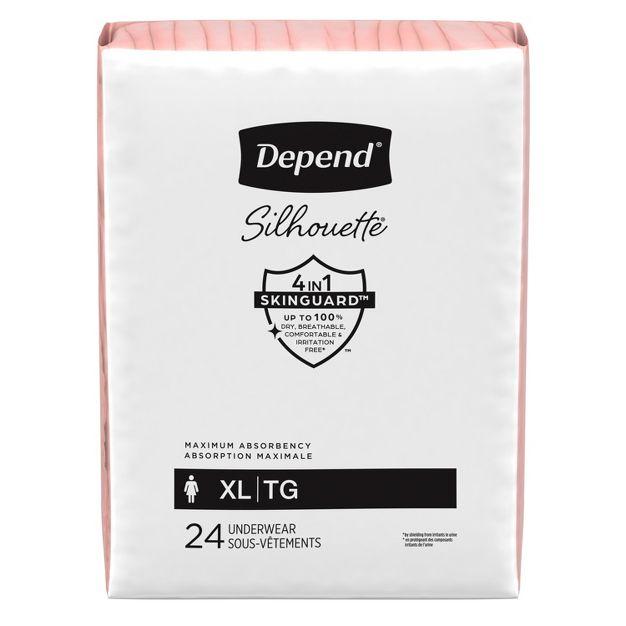 Depend Silhouette Incontinence & Postpartum Underwear for Women - Maximum Absorbency 24 Count, 2 Packs